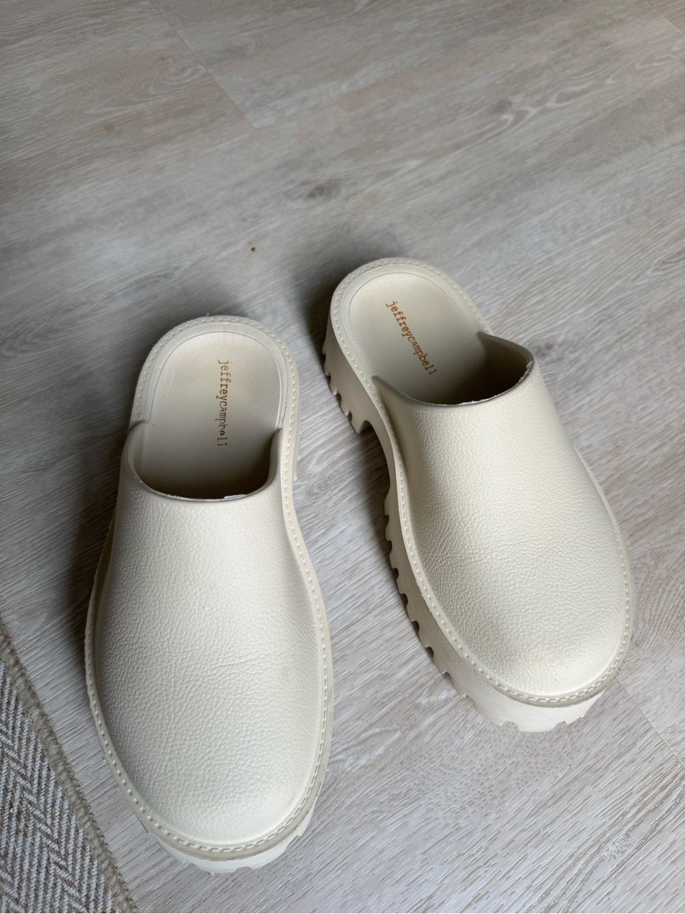 Jeffrey Campbell Cream Textured Slip-On Clogs